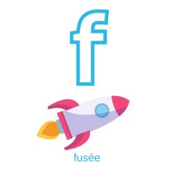 Imprimer la planche imagier minuscule "f" comme fusée pour créer un imagier pour les enfants