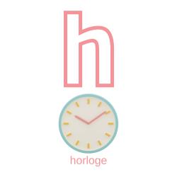 Imprimer la planche imagier minuscule "h" comme horloge pour créer un imagier pour les enfants
