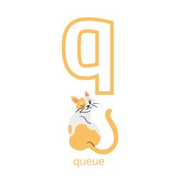 Imprimer la planche imagier minuscule "q" comme queue pour créer un imagier pour les enfants