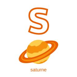 Imprimer la planche imagier minuscule "s" comme Saturne pour créer un imagier pour les enfants