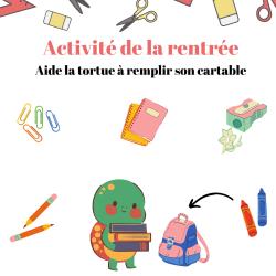 Imprimer l'activité : Aide la tortue à remplir son cartable