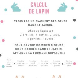 Imprimer le jeu de calcul de lapin calin 3
Un jeu de calcul pour les enfants sur le thème de Pâques