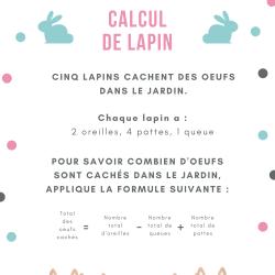 Imprimer le jeu de calcul de lapin calin et les oeufs 
Un jeu de calcul pour Pâques