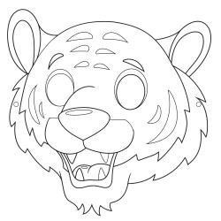 Imprimer le modèle du masque de tigre pour le déguisement des enfants , masque à colorier et à découper