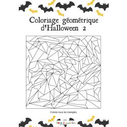Un jeu de coloriage géométrique : le dessin est composé de formes géométriques délimitées par des traits. Seuls les triangles doivent être coloriés pour révéler  l'image . Jeu à imprimer gratuit.