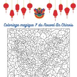 Jeu de coloriage numéroté: colorier les zones numérotées, en respectant la couleur attribuée à chaque chiffre. Mais attention ce sont des chiffres romains, une bonne faà&szli