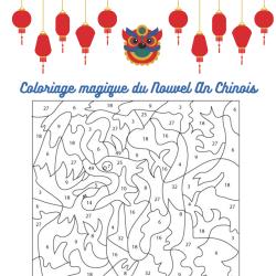 Des jeux de coloriage numéroté à imprimer sur le thème du zodiaque chinois . Le coloriage est morcelé, chaque petite zone est numérotée et à chaque numéro correspond une couleur. Les numéro peuvent êt