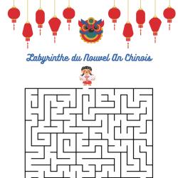 Un jeu de labyrinthe à imprimer pour jouer sur le thème de la Chine- Imprimez le jeu de labyrinthe et demandez à votre enfant de d'aider le lapin à traverser la lanterne chinoise