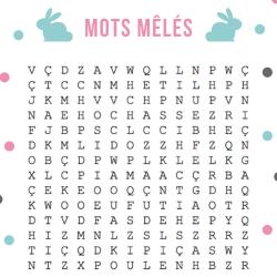 Un Jeu de mots mêlés de niveau intermédiaire où il faut retrouver les mots de Pâques cachés dans cette grille.