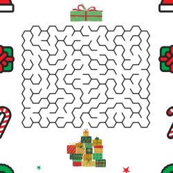 Vite, vite, il faut aider le Père Noël mettre le dernier cadeau sur la pile de cadeau pour le matin de Noël