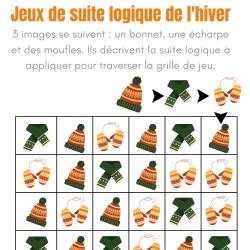 Jeu de suite logique sur le thème de l'hiver et de l'hiver jeu éducatif pour exercer les capacités d'observation et de logique mais surtout pour occuper et amuser les enfants. Jeu gratuit à imprimer ,