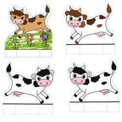 Au printemps les vaches sortent dans les prés ! Voici des petites vaches en papier à imprimer et découper pour se fabriquer des petits jouets en papier. Il suffit d'imprimer la planche de vaches direc