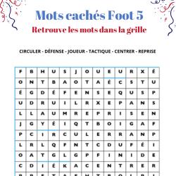 Jeu foot : grille 5 de mots cachés