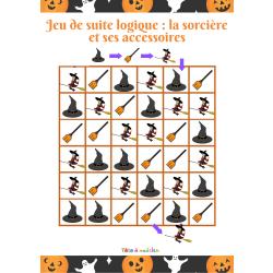Jeu de suite logique sur le thème d'Halloween , jeu éducatif pour exercer les capacités d'observation et de logique mais surtout pour occuper et amuser les enfants. Jeu gratuit à imprimer , idéal pour