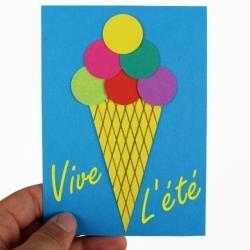 activité de bricolage à faire avec les enfants pour réaliser une carte postale crème glacée