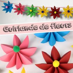 activité de bricolage enfants pour réaliser une guirlande de fleurs en papier