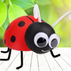 Une coccinelle en boules en polystyrene simple a realiser. Realisez cette activité avec des enfants de tout age au moment du printemps et de l'été afin de faire découvrir les insectes a vos enfants. E