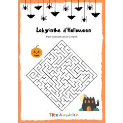 Sur ce labyrinthe, place la citrouille devant de le manoir hanté d'Halloween ! Un jeu de labyrinthe à imprimer pour jouer avec les symboles d'Halloween.
