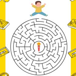Imprimez gratuitement ce jeu de labyrinthe pour la Fête de la musique ou pour une semaine sur le thème de la musique. Trouve ton chemin à travers le labyrinthe pour aider le petit garçon à retrouver s