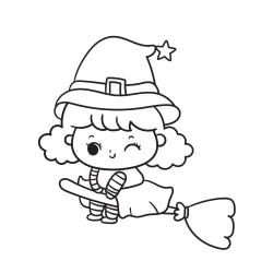 Coloriage d'une sorcière malicieuse à imprimer avec Tête à modeler