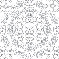 Coloriage d'un carreau complexe organisé autour d'un mandala d'arabesques. Un coloriage de détente à imprimer pour les adultes.