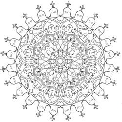 Mandala d'Halloween avec des pierres tombales à imprimer gratuitement pour colorier avec les enfants le jour d'Halloween