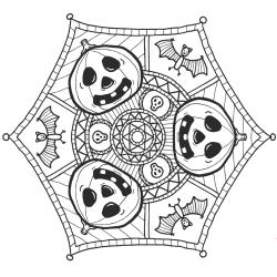 Retrouvez un mandala d'Halloween facile à colorier à télécharger et imprimer gratuitement pour préparer les festivités avec les enfants