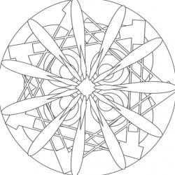 Mandala conçu comme un carreau, au centre du carreau se trouve l'étoile du mandala. Un coloriage de mandala à imprimer et à colorier.