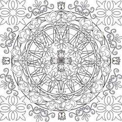 Voici un mandala très complexe ayant beaucoup de petits détails imbriqués les uns dans les autres. Le coloriage de ce mandala demandera une vrai précision du geste écrit ainsi qu'une bonne concentrati