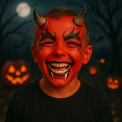 Comment réaliser un monstrueux maquillage de démon  pour Halloween ? Maquillage simple et rapide pour les enfants de tout age. Ce maquillage effrayant sera parfait avec un déguisement le soir d'Hallow