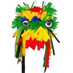 Une idée de masque de tête de dragon chinois à fabriquer avec du papier crépon et du carton. La tête de dragon chinois peut être portée en masque pour le carnaval, une fêt