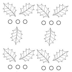 Modèle de houx à imprimer pour réaliser les sets de table de Noël décorés de feuilles et de baies de houx.