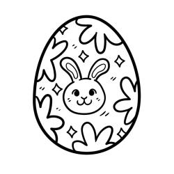 Retrouvez le coloriage d'un oeuf de Pâques avec une tête de lapin et imprimez un dessin aux enfants qui aiment cette fête.