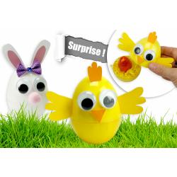Oeufs surprises de Pâques : poussin et lapin