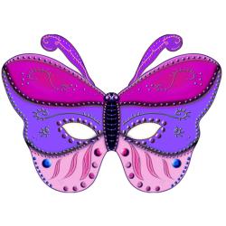 Masque de papillon à imprimer. Un masque papillon en trois couleurs dans les tons de rose et de violet. Ce masque de joli papillon est à imprimer et découper pour le plus grand plaisir de votre enfant