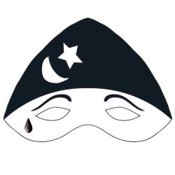 Un modèle classique de masque de Pierrot à imprimer en noir et blanc. Un modèle simple pour réaliser facilement et rapidement un masque d'enfant pour le déguisement ou pour le Carnaval.