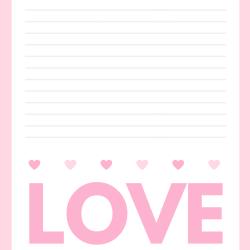 Papier à lettre fille amoureuse à imprimer : Papier à lettres  Baby Doll sur fond rouge et petits coeurs - Modèle du papier à lettres de Baby Doll
