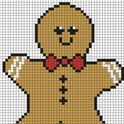Pour Noël, à votre tour de créer un bonhomme en pain d'épices mais cette fois-ci en pixel art. c'est simple à réaliser, il suffit juste de prendre une feuille avec un quadrillage et de reproduire chaq