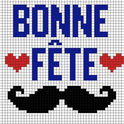Voici un modèle de Pixel Art à imprimer gratuitement afin de l'offrir à papa pour la Fête des pères. Il aura ainsi un joli message et une jolie moustache. Il vous suffira de prendre du papier quadrill