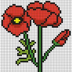 Découvrez comment réaliser ces coquelicots en Pixel Art Il suffit de suivre notre modèle afin de reproduire chaque carré. Petit à petit vous arriverez à réaliser ces jolis coquelicots parfait pour le 
