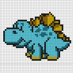 Réaliser ce beau Pixel Art en prenant un quadrillage afin de reproduire les carrés colorés. Vous pourrez alors avoir un superbe dinosaure qui vous permettra de retourner plusieurs centaine de milliers