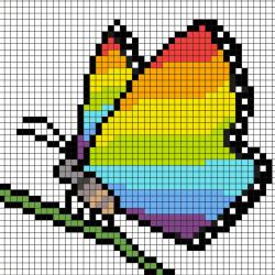 Comment faire un pixel art de papillon? Il suffit de suivre notre modèle afin de réaliser chaque carré. Petit à petit vous arriverez à réaliser ce ce joli papillon multicolore parfait pour le Printemp