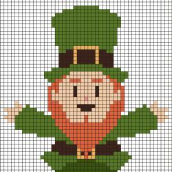 Vous cherchez des pixel Art de Saint Patrick, St Patrick ? Retrouvez le prechaun, trésor ou encore chapeau qui vous permettront de faire des Pixel Art sur le thème de la Saint Patrick.