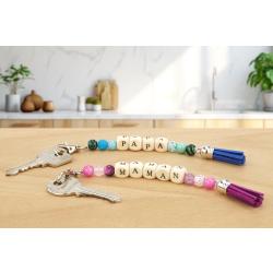 Porte-clés pompons PAPA et MAMAN