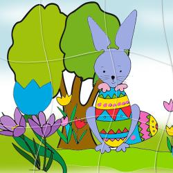 Puzzle du petit lapin de Paques et son oeuf. Un puzzle de Pà¢ques à imprimer : le petit lapin et son gros oeuf de Pà¢ques !