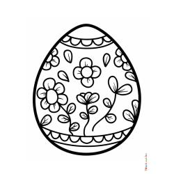 Retrouvez le coloriage d'un oeuf de Pâques avec des fleurs et imprimez aux enfants un joli dessin pour les fêtes