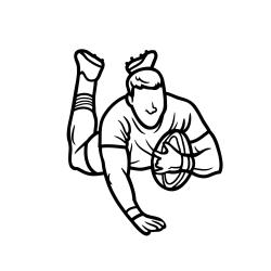 coloriage d'un joueur de rugby plaçant  le ballon