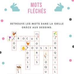 Grille solution du jeu  de mots fléchés sur les mots qui définissent le printemps et Pà¢ques.
