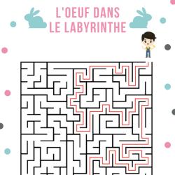 Un Jeu de labyrinthe de niveau intermédiaire où il faut aider les enfants à retrouver leur oeufs en chocolat de Pâques