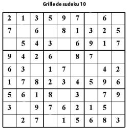 Sudoku de niveau 2 pour les enfants de primaire : grille 10